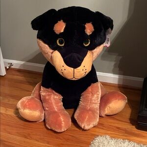 Cuddly Rottweiler Plush Dog Toy - Black and Tan